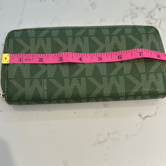 Michael Kors Forest Green Wallet with tan interior with Gold Accents - Picture 7 of 9